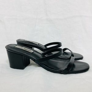 Steve Madden Black Slip On Two Strap Block Heels Woman’s Size 7